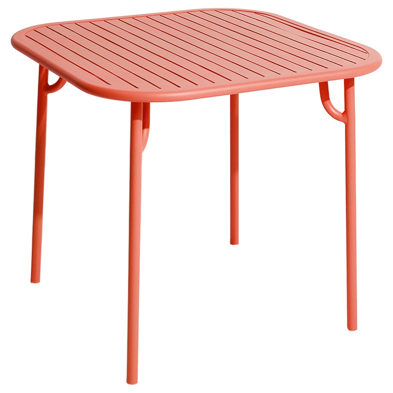 Petite Friture Week-End Square Dining Table in Coral Aluminium with Slats For Sale