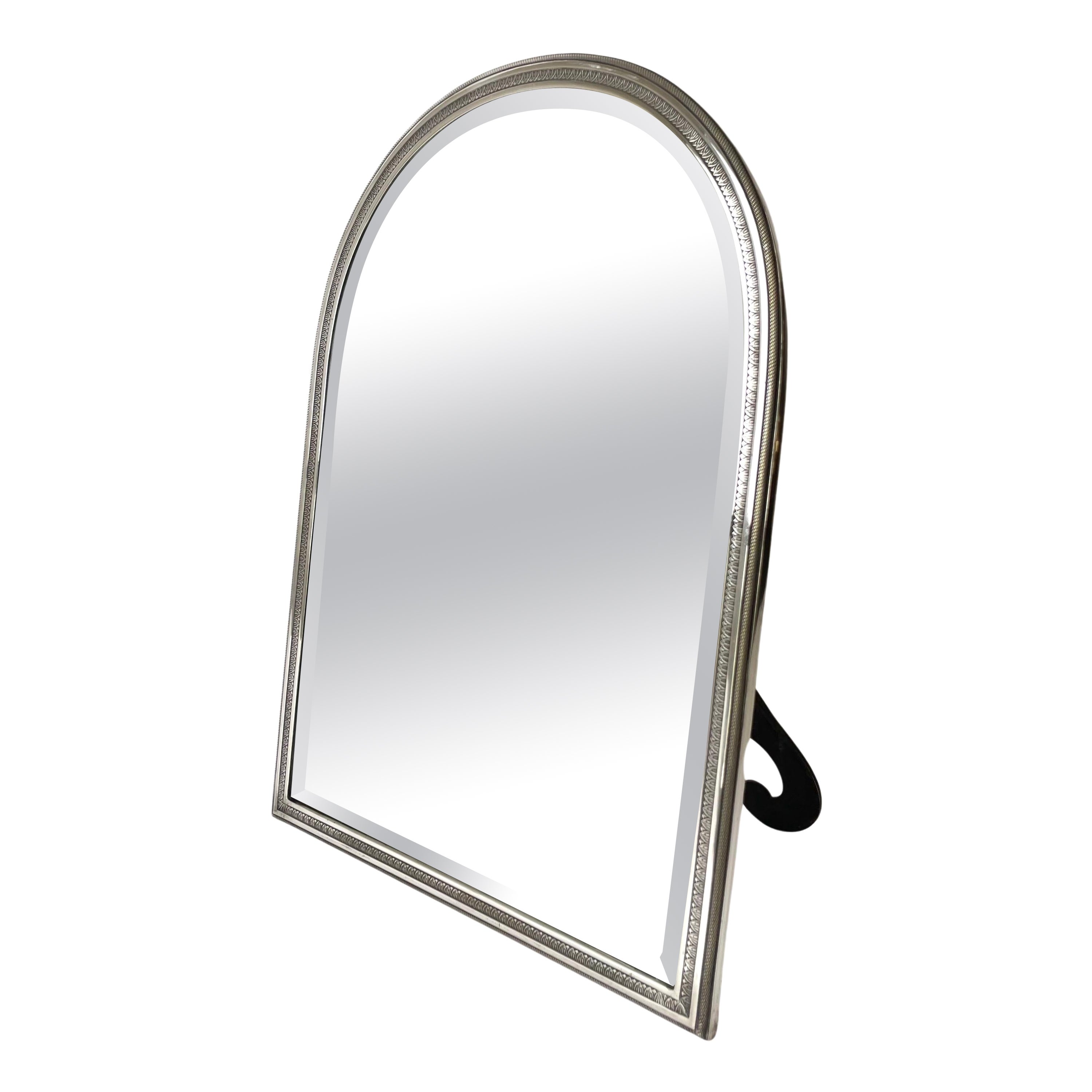 Elegant Table/Wall Mirror in Plated Silver. Empire Style, 19th Century For Sale