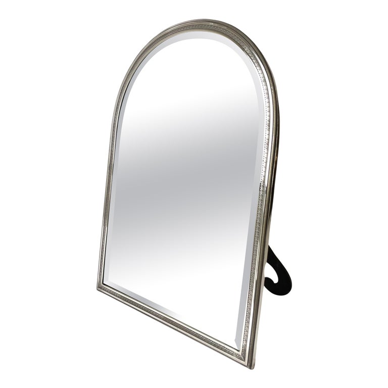 Elegant Table/Wall Mirror in Plated Silver. Empire Style, 19th Century