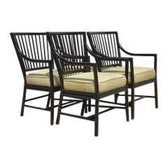 Vintage Coastal McGuire Slat Back Arm Chairs - Satz von 4