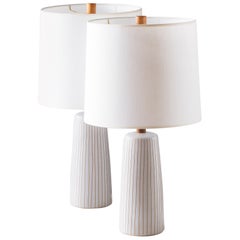 Gordon & Jane Martz / Marshall Studios Ceramic Pottery Table Lamps, White Glaze