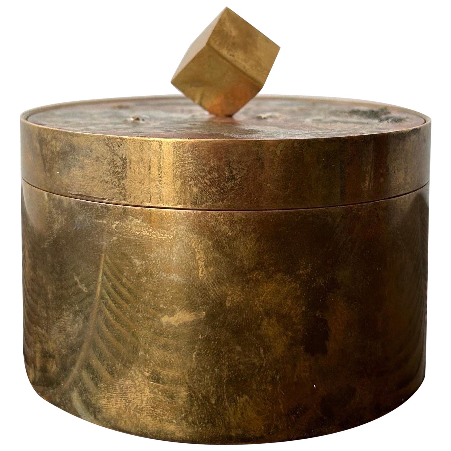 Pierre Forsell Brass Lidded Jar Manufactured by Skultuna For Sale