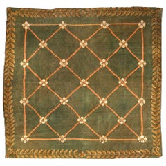 Doris Leslie Blau Collection Authentic 19th Century Savonnerie Green Wool Carpet