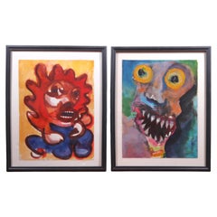 Rainbow Faces Framed Watercolors, S/2