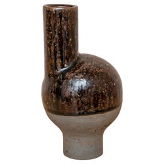 Matthias Kaiser Stoneware Vase with Brown Glaze