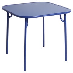 Petite table de salle à manger carrée Week-end en aluminium bleu de Friture, 2017