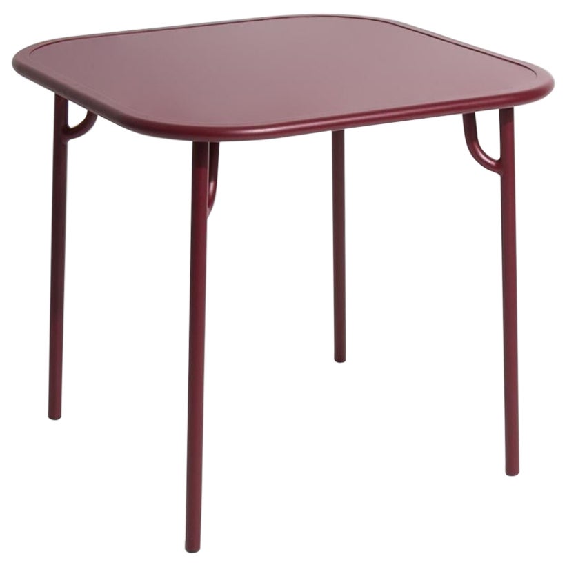 Petite Friture Week-End Plain Square Dining Table in Burgundy Aluminium, 2017 For Sale