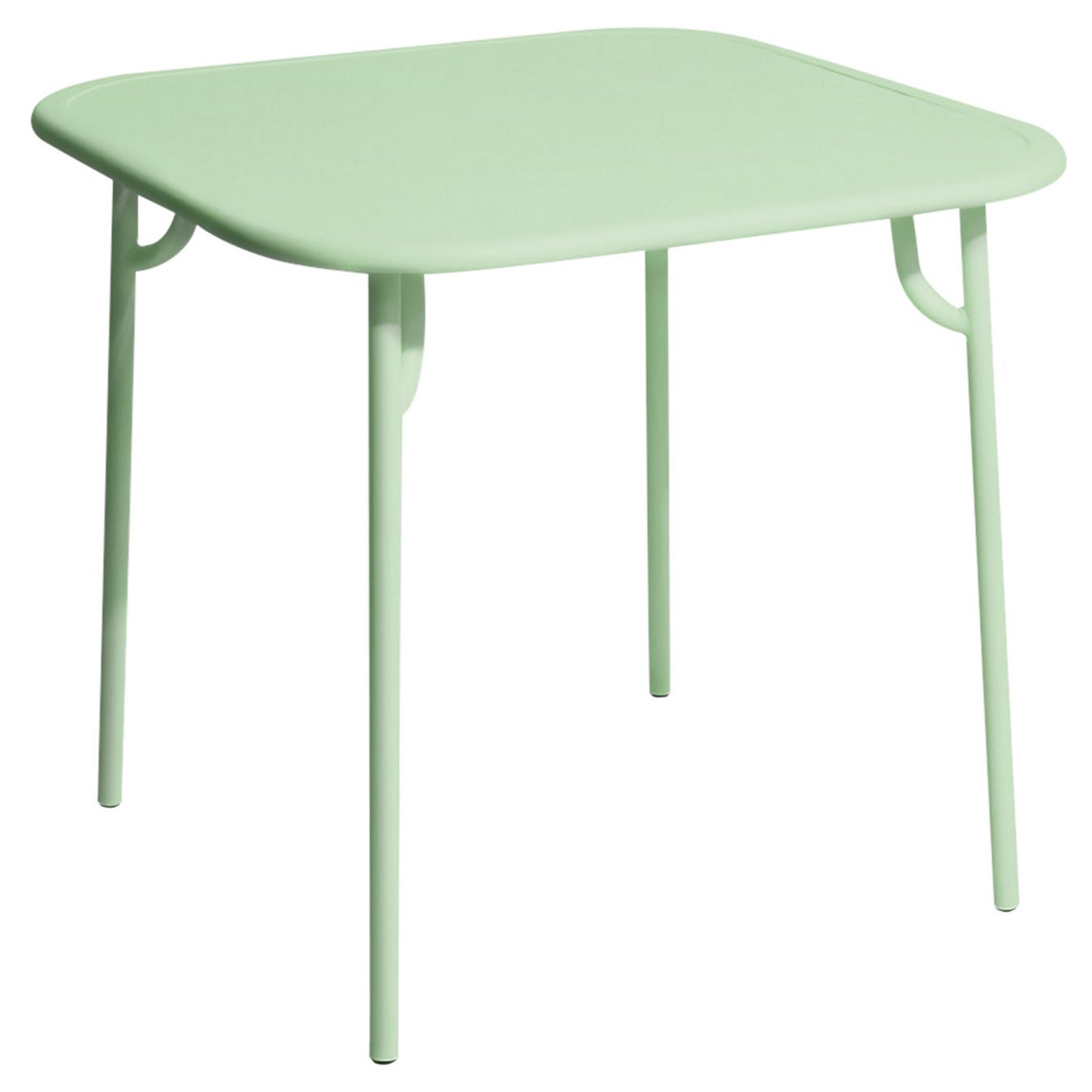 Petite Friture Week-End Plain Square Dining Table in Pastel Green Aluminium For Sale