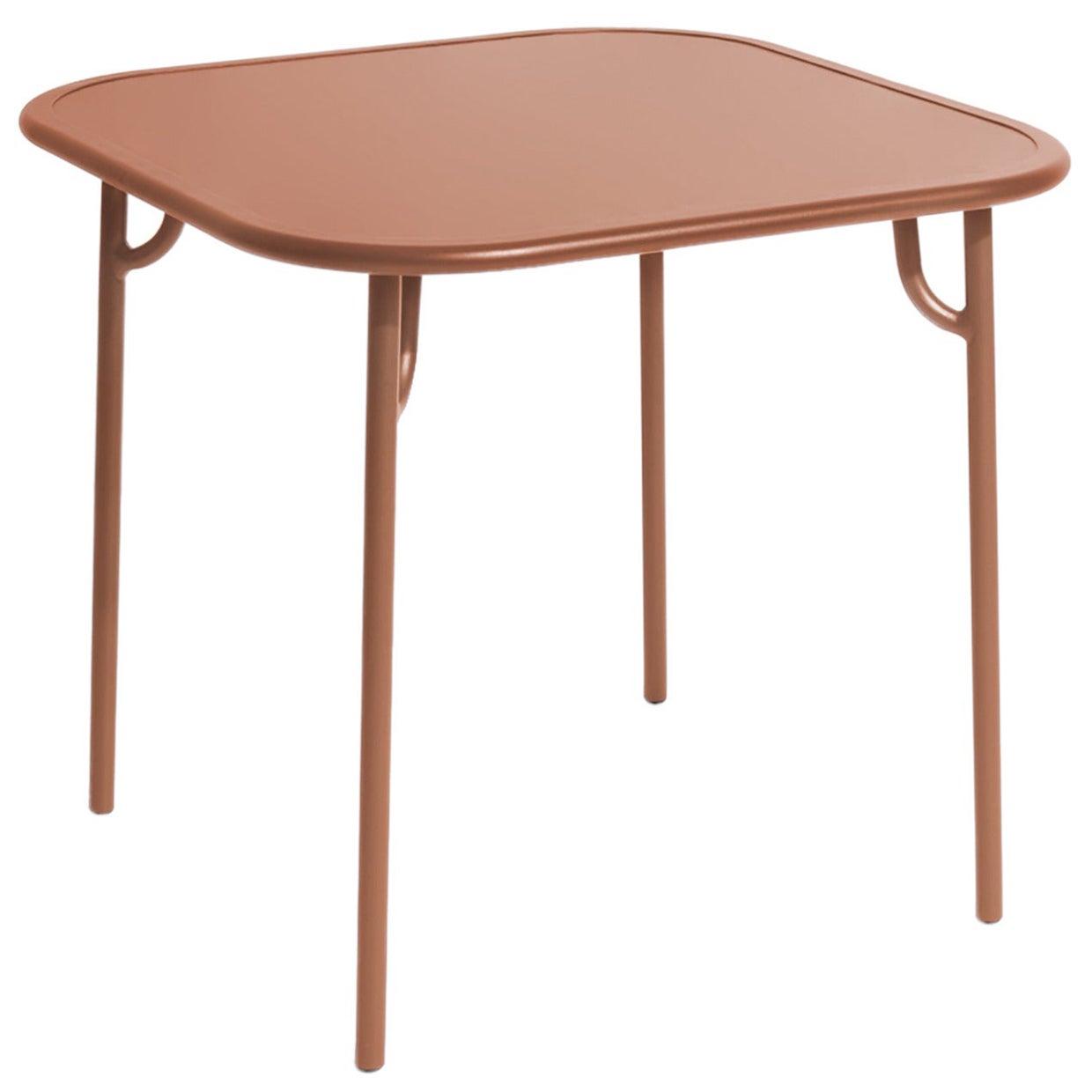 Petite Friture Week-End Plain Square Dining Table in Terracotta Aluminium, 2017