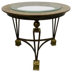 Brass and Tessellated Stone Side Table in the Manner of Gilbert Poillerat