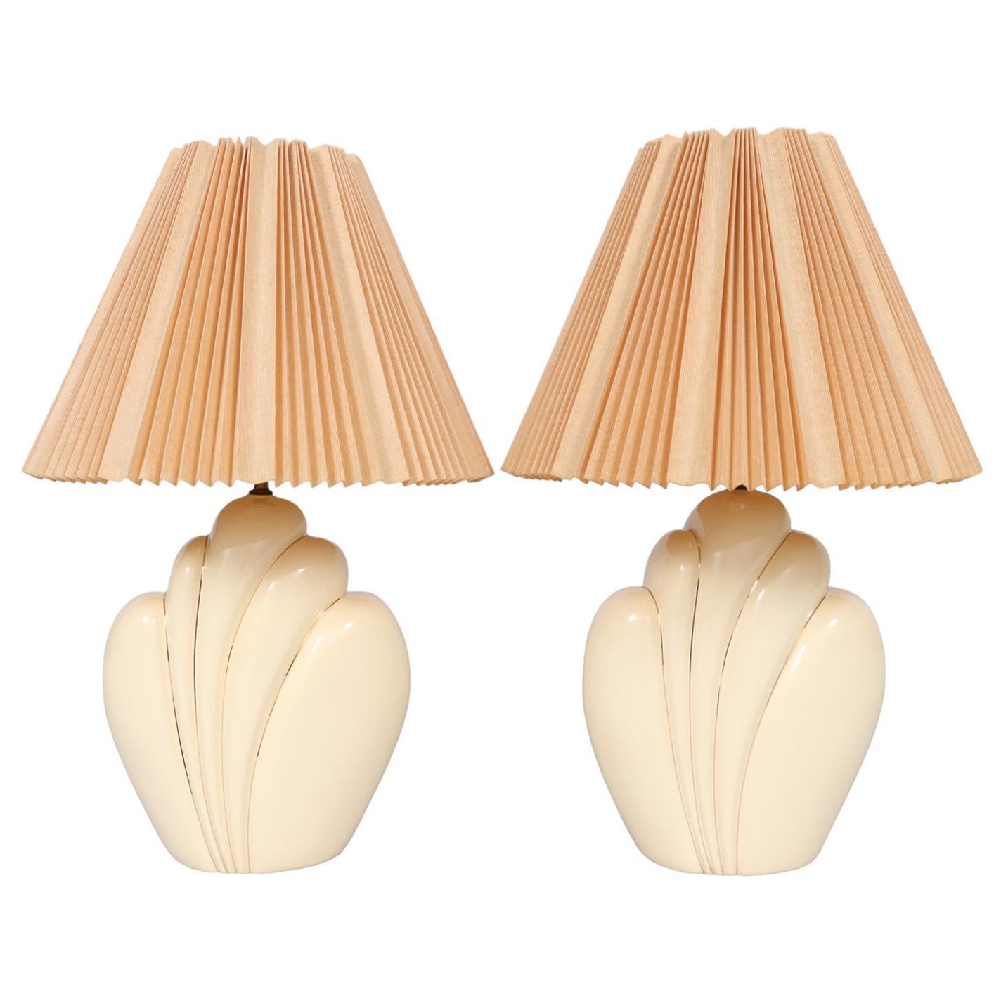 Sculptural Ceramic Table Lamps, a Pair For Sale