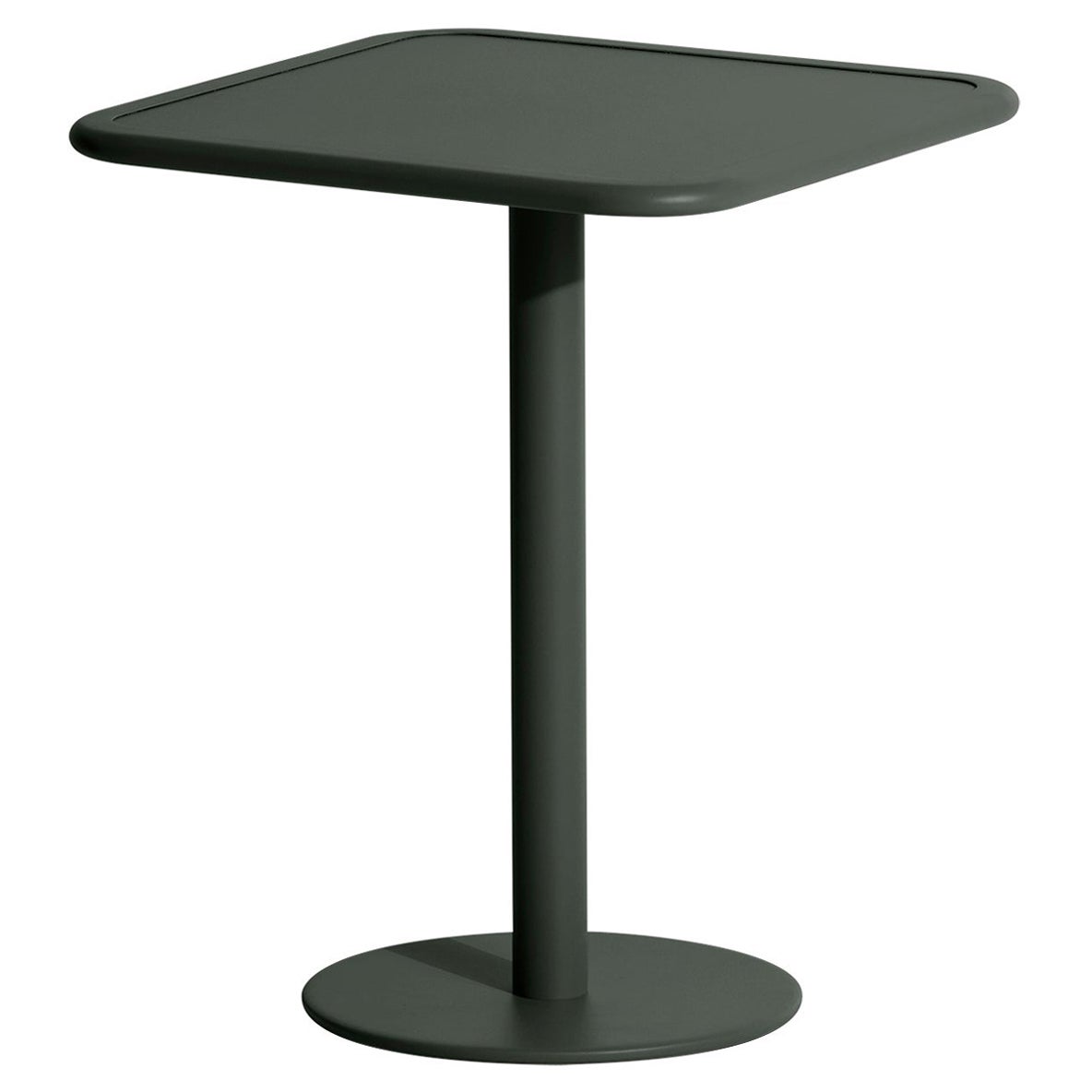 Petite Friture Week-End Bistro Square Dining Table in Glass Green Aluminium For Sale