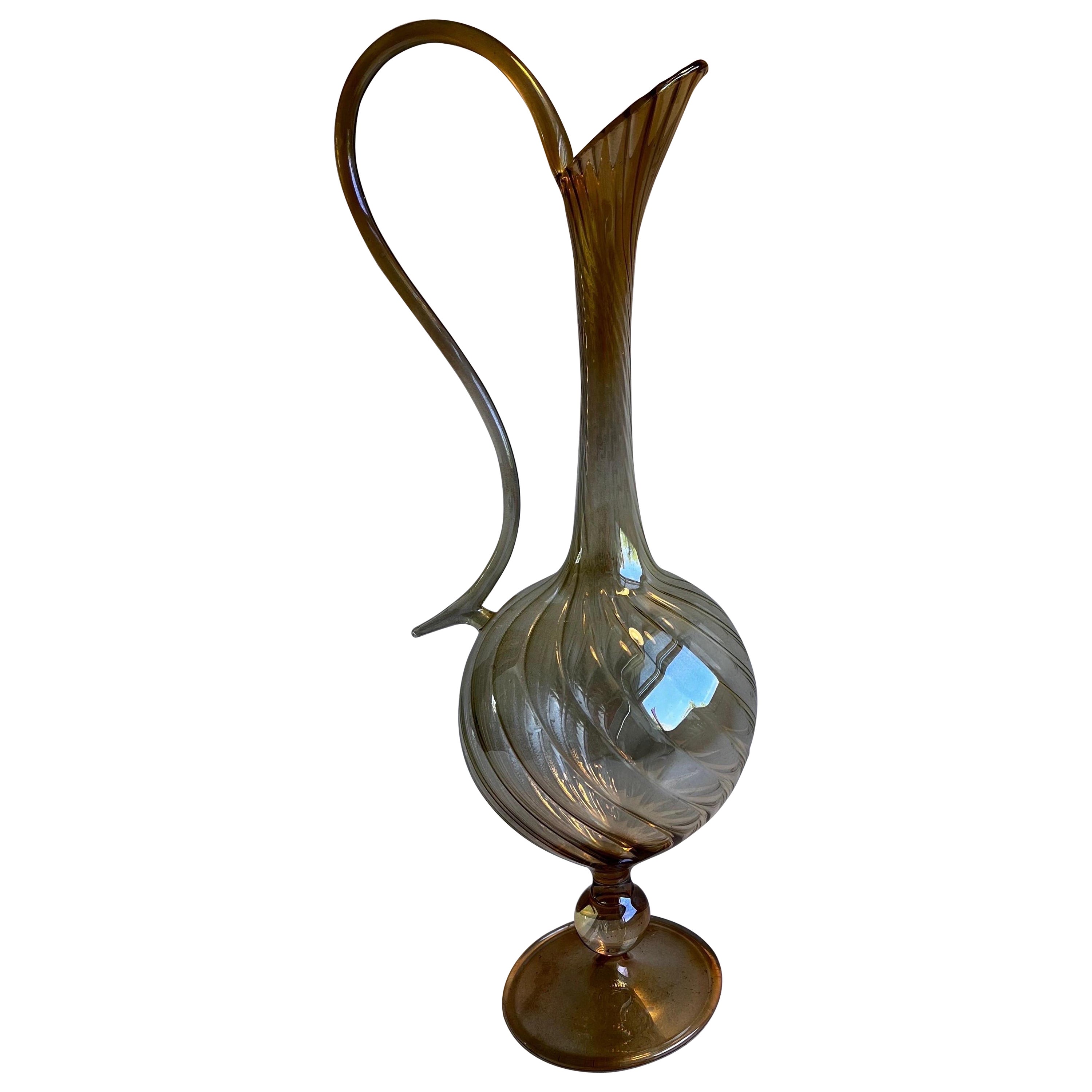 Delicate Italian Glass Tall Decanter by Arte Italica For Sale