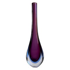Murano Glass Sommerso Stem Vase