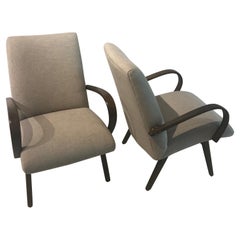 Pair of Early 20th Century Danish Lounge Chairs Reimagined in Belgian Linen