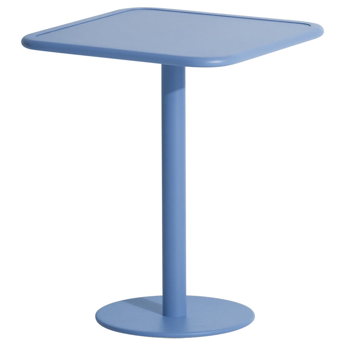 Petite table de salle à manger carrée Bistro Week-end en aluminium bleu azur, 2017
