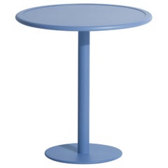 Petite table de salle à manger ronde bistro Week-end en aluminium bleu azur, 2017