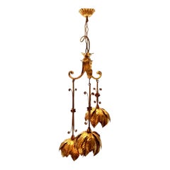 Vintage Lovely Hans Kögl Brass Palm Ceiling Light