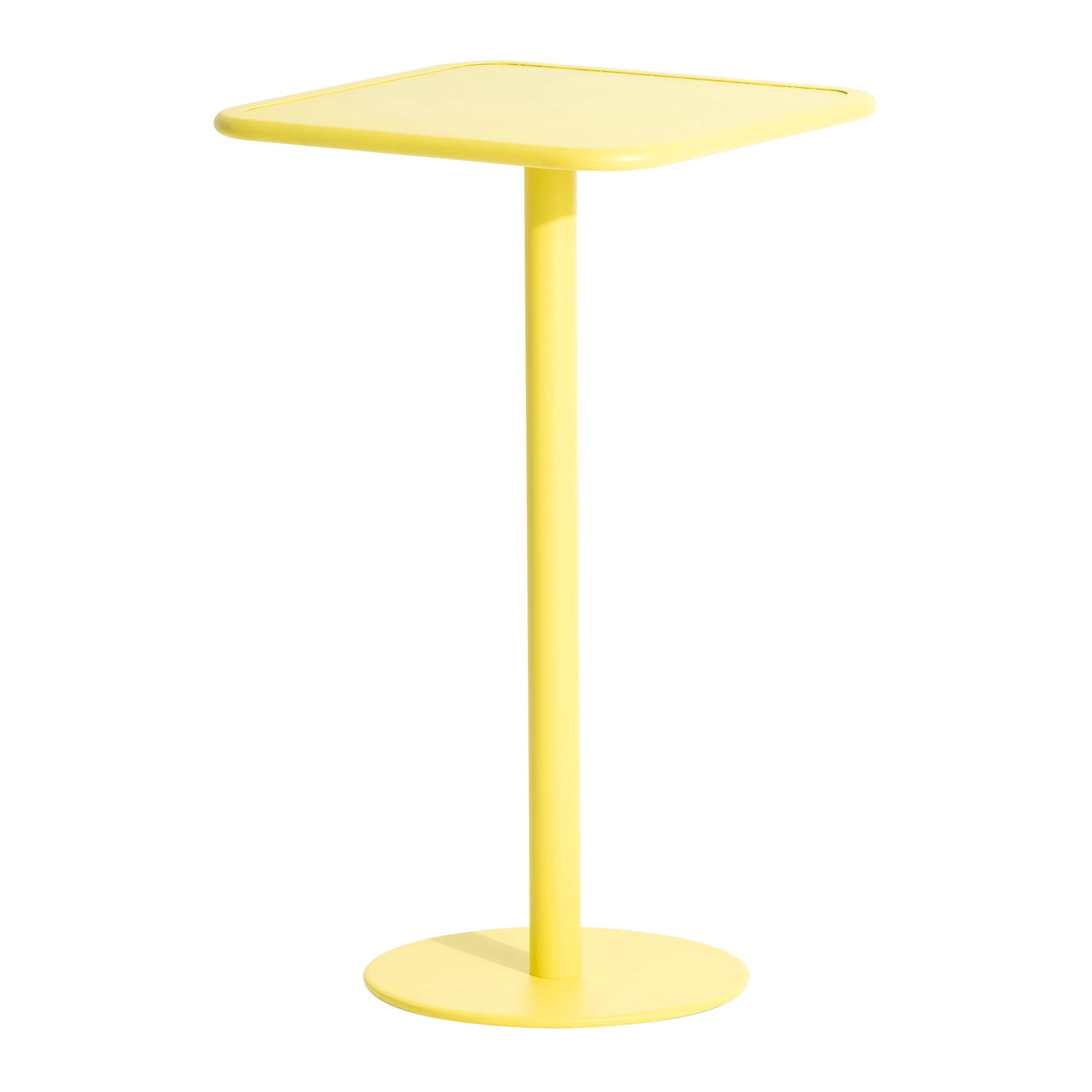Petite table haute carrée Week-end en aluminium jaune de Friture, 2017