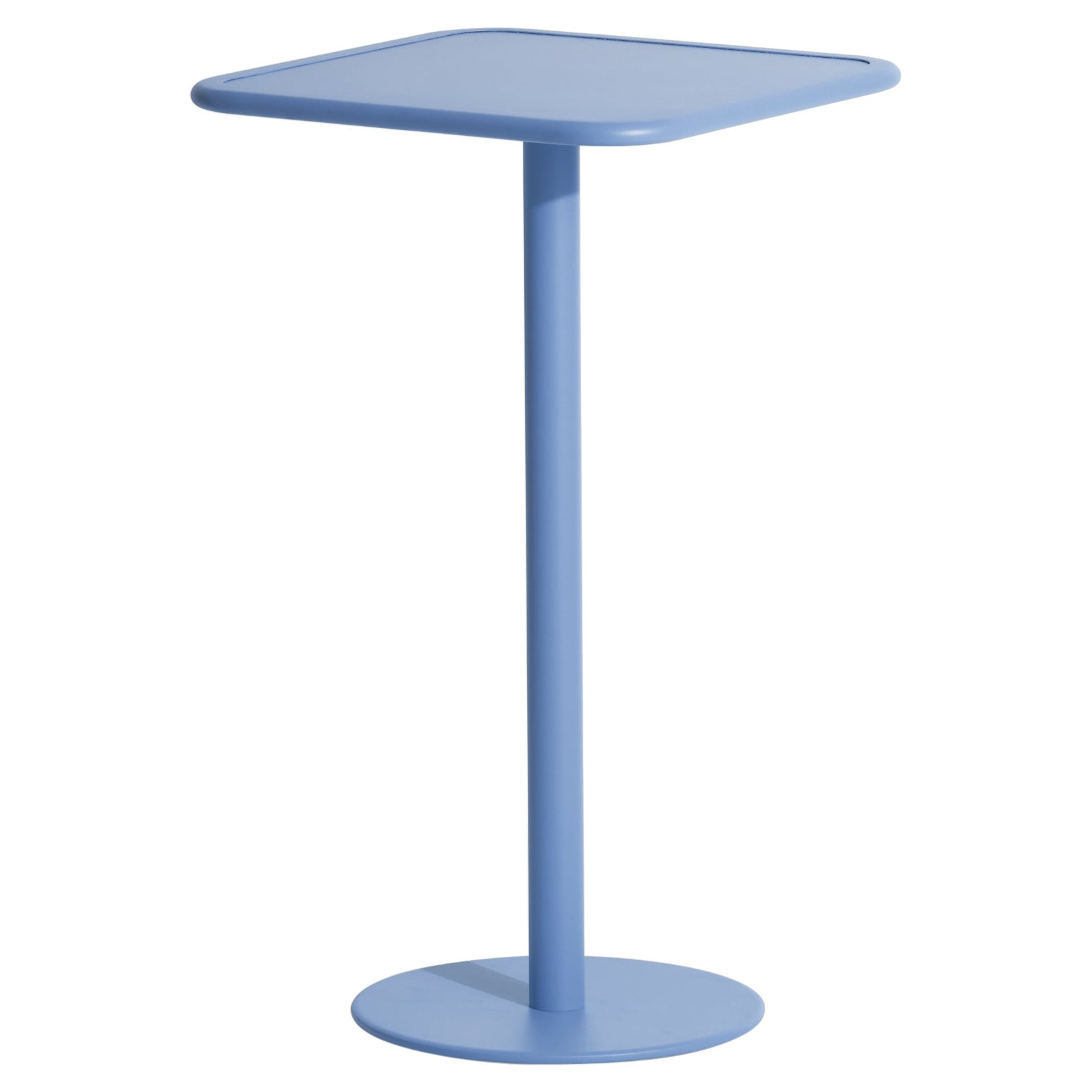 Petite table haute carrée Week- End en aluminium bleu azur, 2017