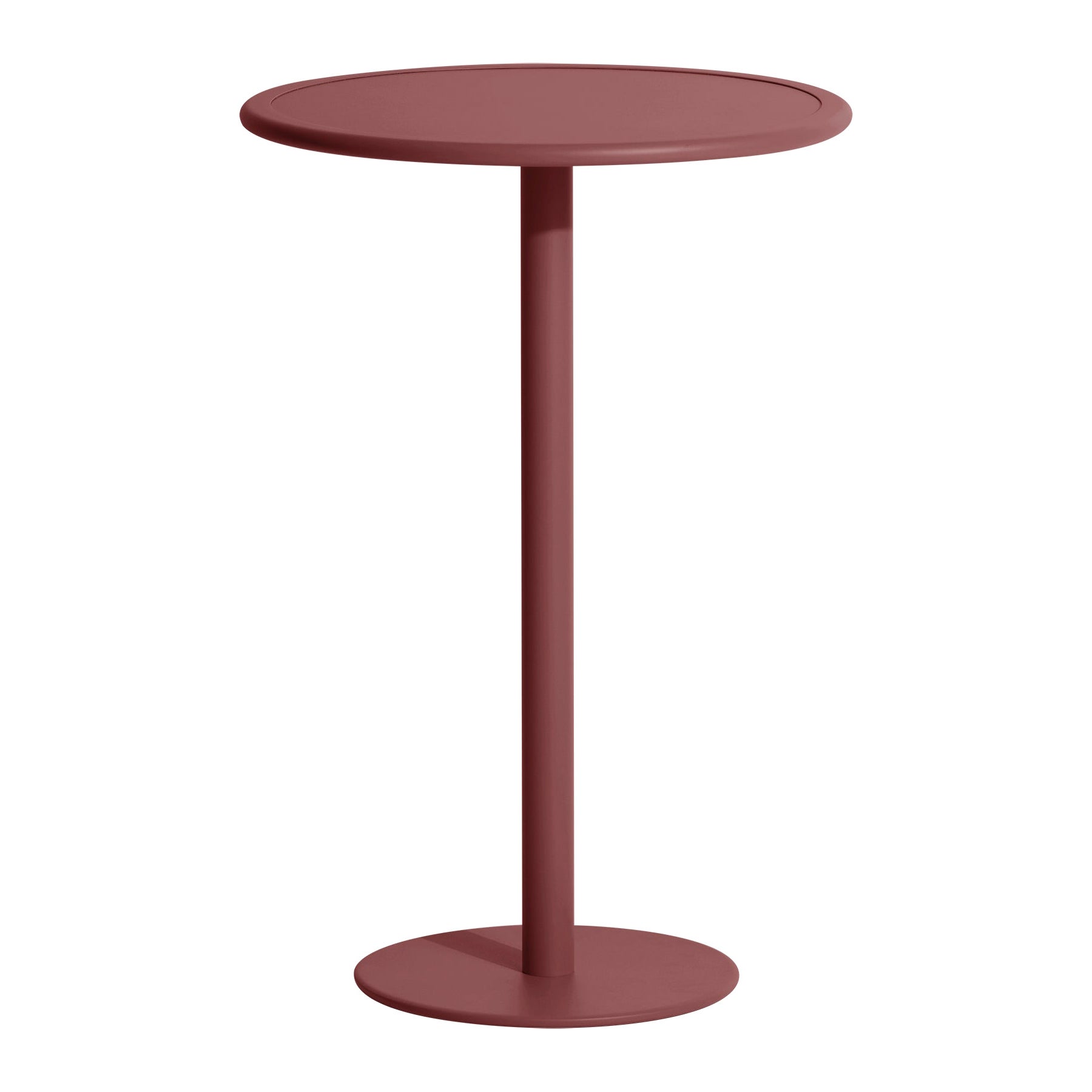 Petite Friture Week-End Round High Table in Burgundy Aluminium, 2017 For Sale