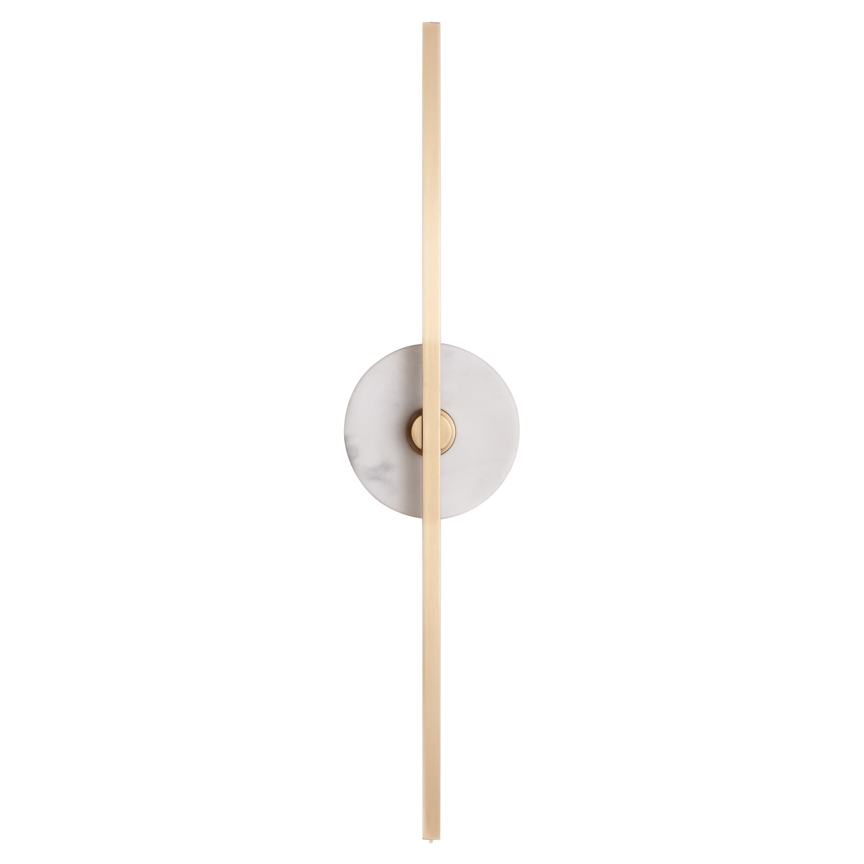 Essential Italian Wall Sconce "Stick", Brass and Carrara Marble For Sale