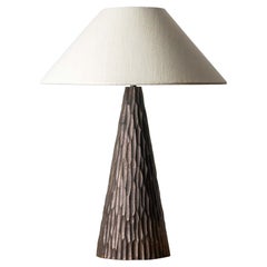Indra Conical Table Lamp with Organic Texturing, Black Stained Ash, by Mythology