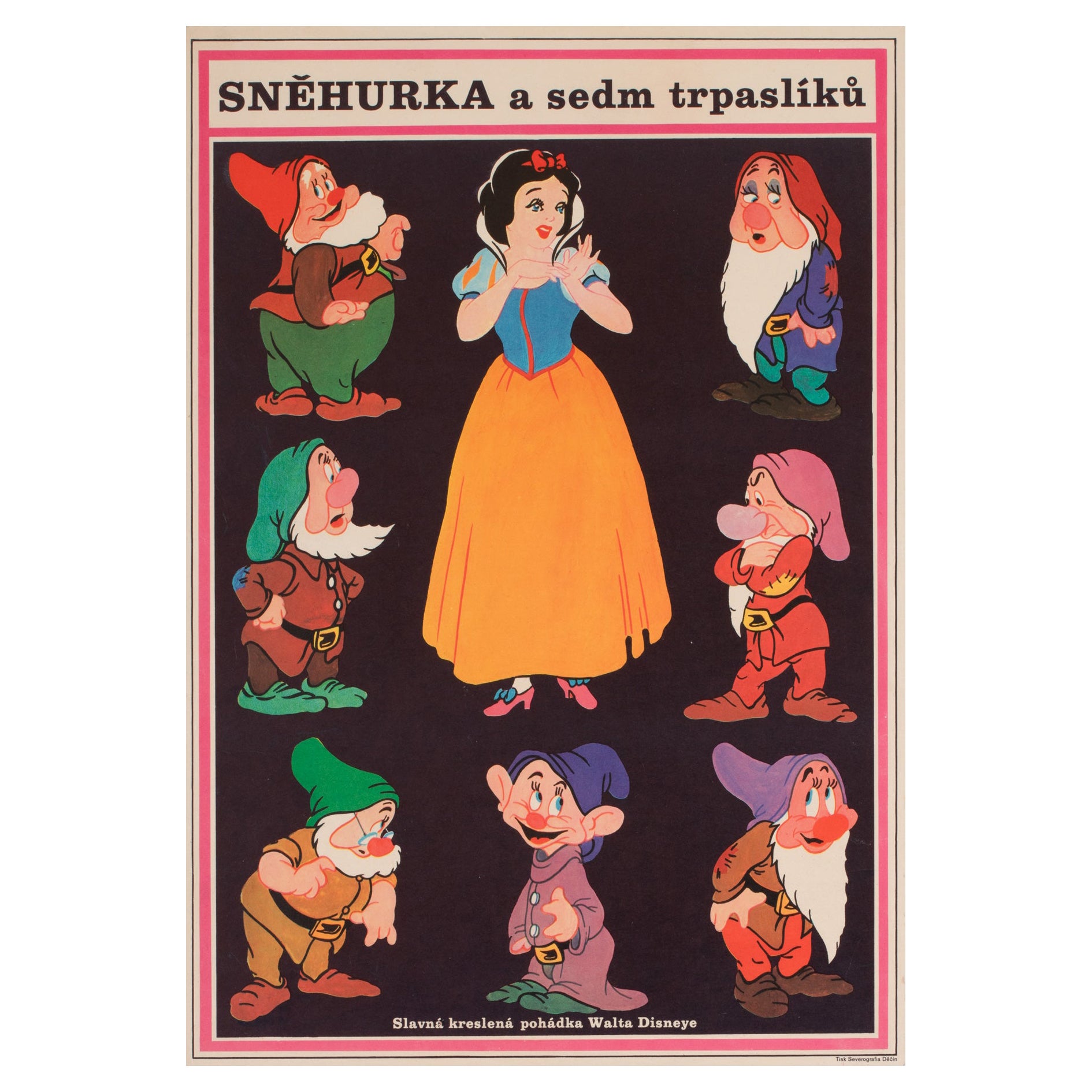 Snow White and the Seven Dwarfs R1970 Czech A3 Film Poster For Sale