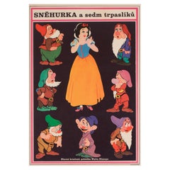 Vintage Snow White and the Seven Dwarfs R1970 Czech A3 Film Poster