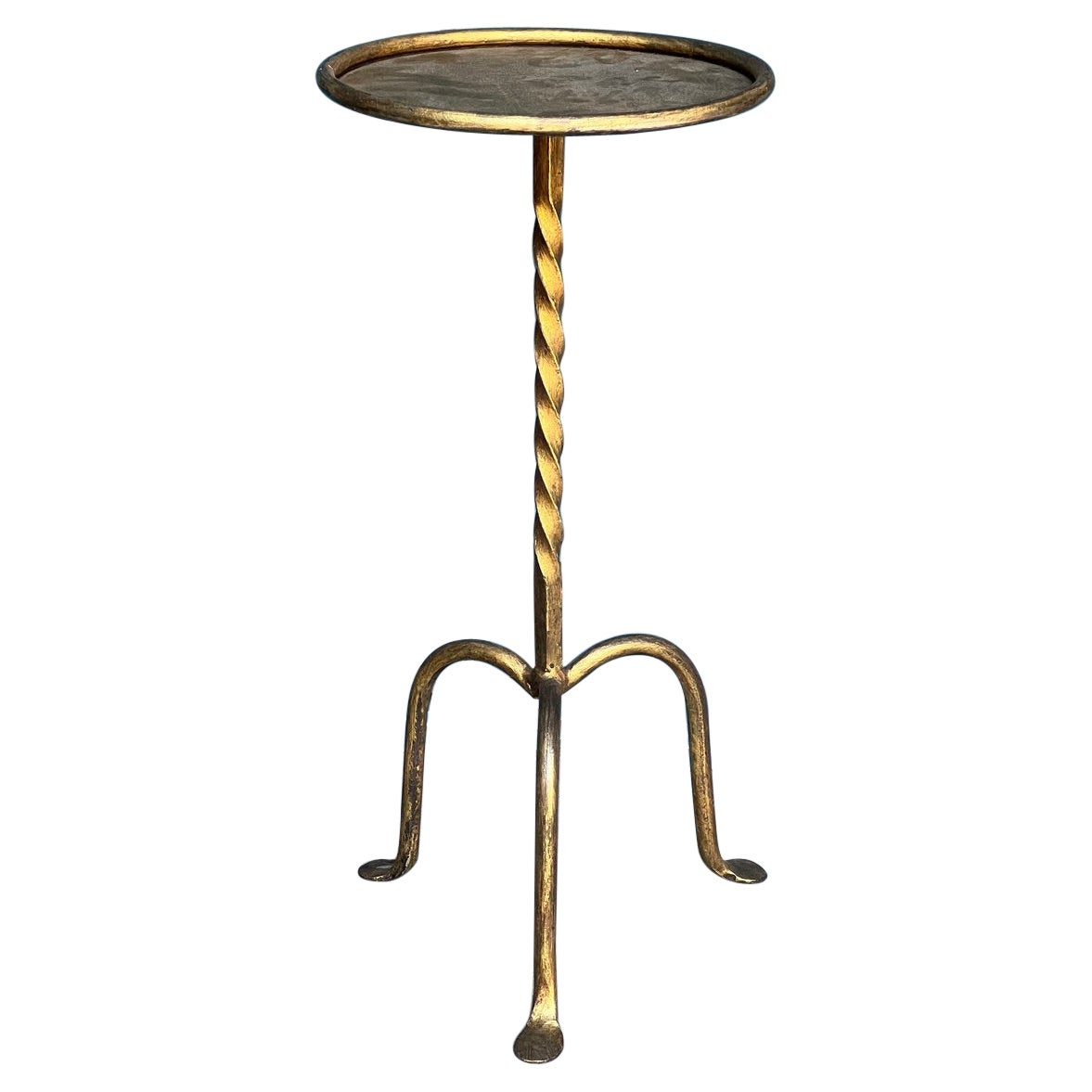 Gilt Iron Martini Table With a Twisted Stem