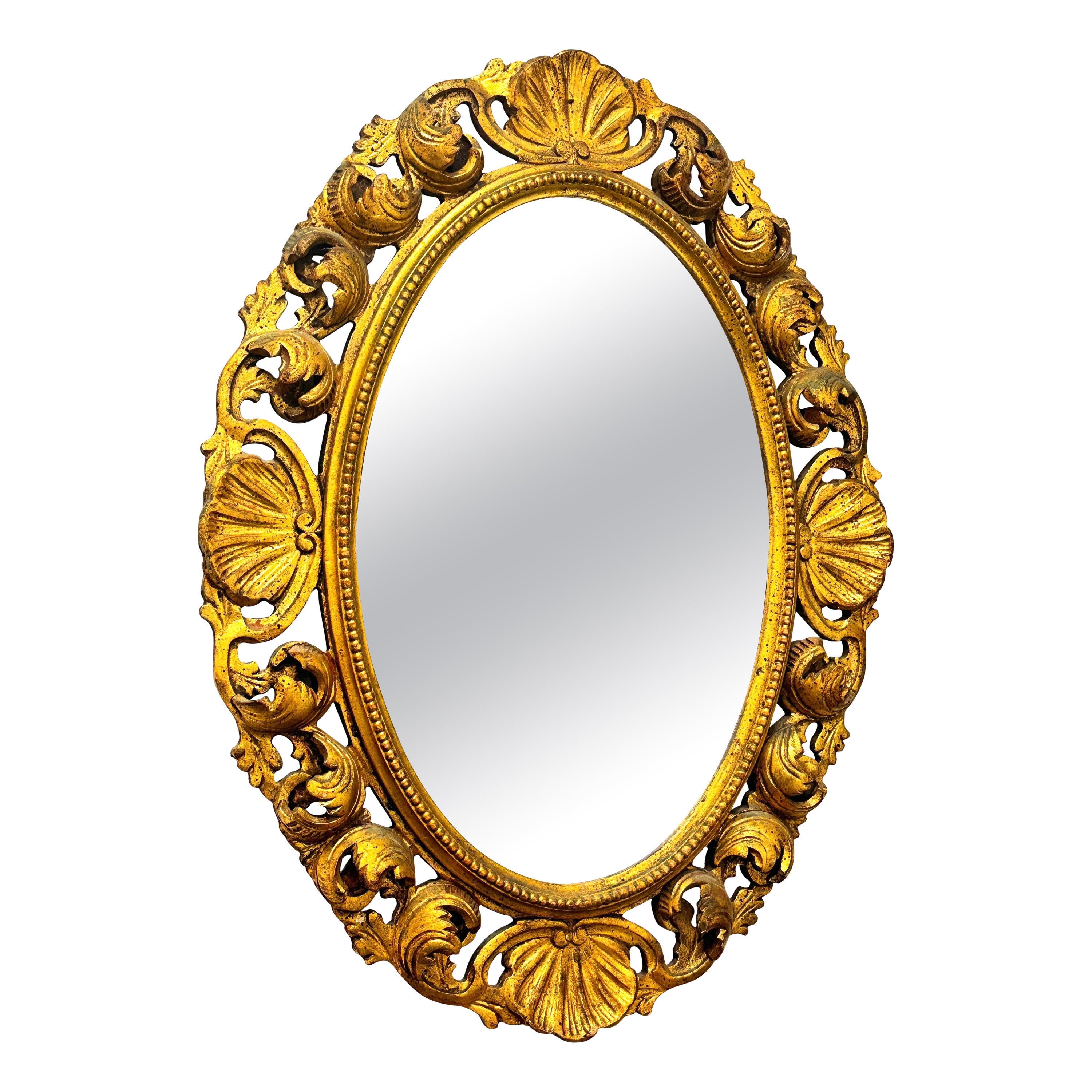 Gorgeous Hollywood Regency Tole Toleware Vanity Mirror Vintage, France, 1930s For Sale