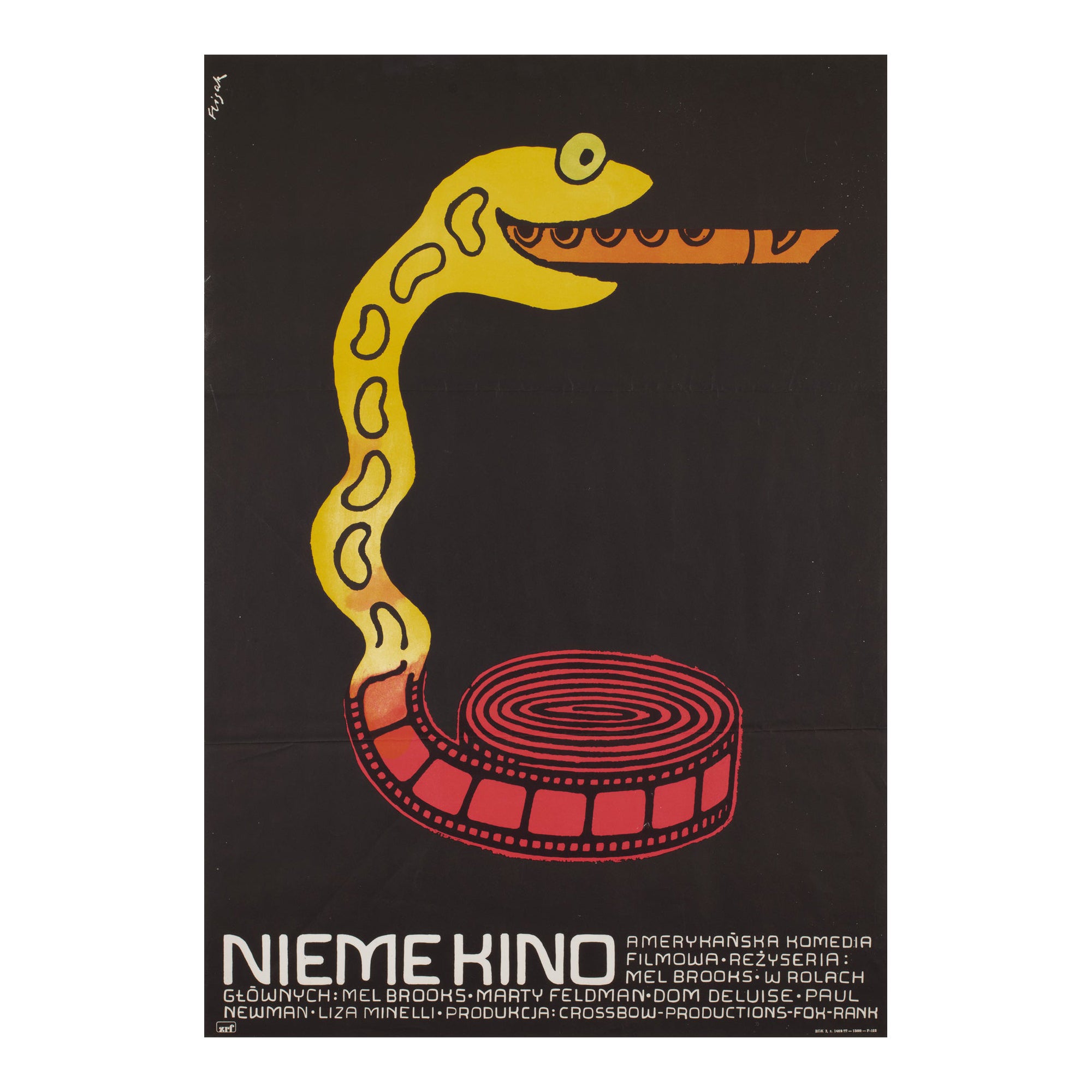 Silent Movie, Polish A1 Film Movie Poster, Flisak, 1976 For Sale