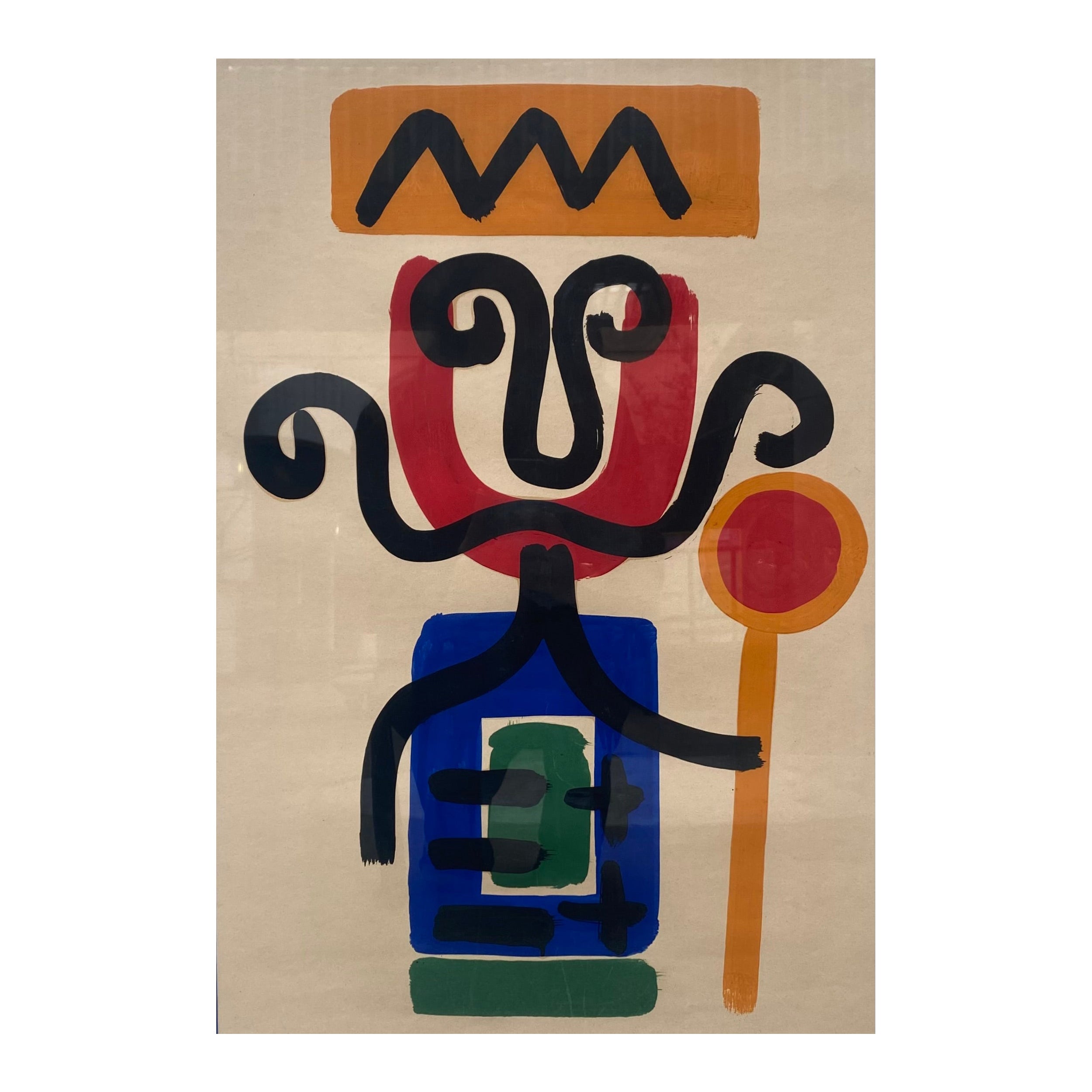 Albert Chubac Gouache "The Mustachioed King" For Sale