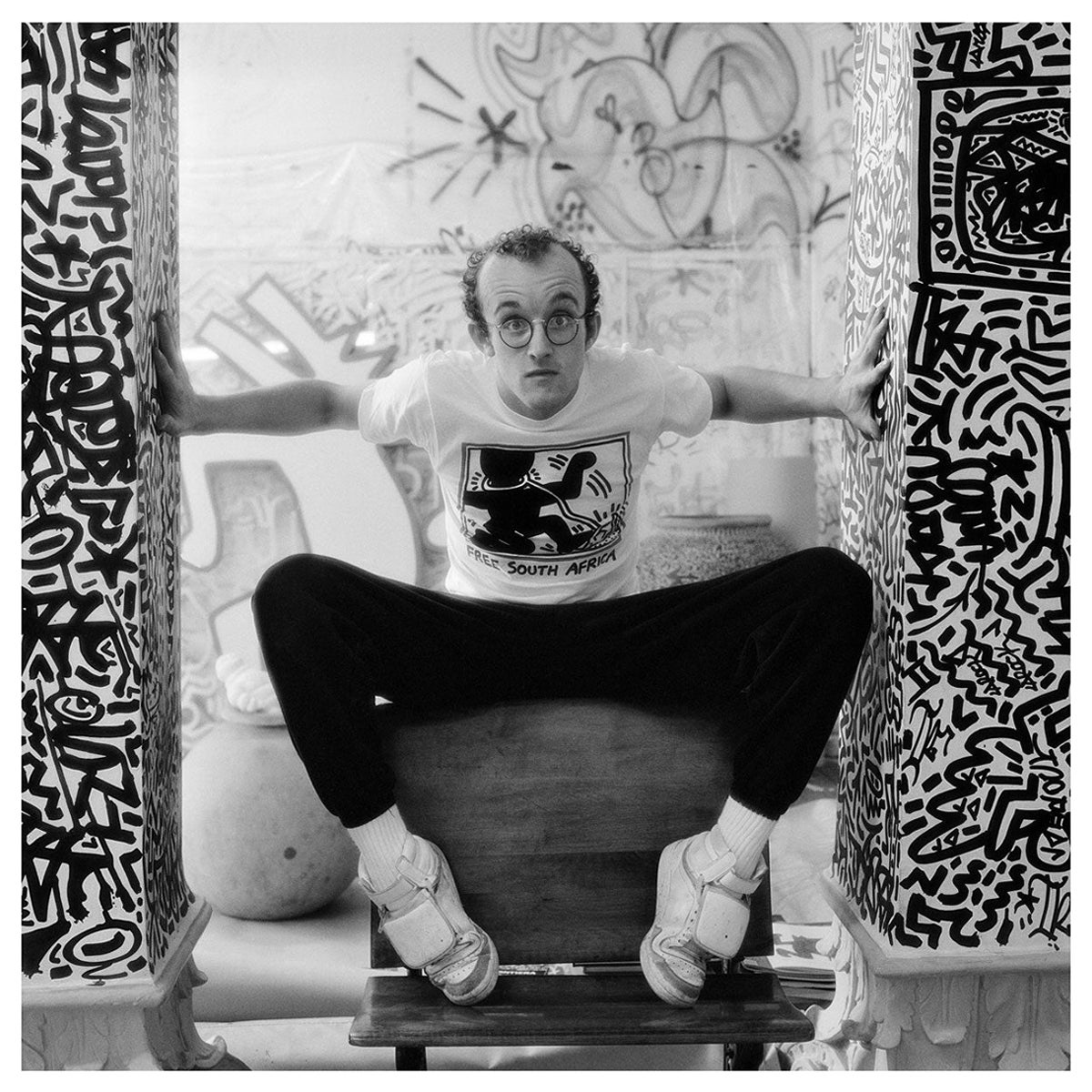 Vintage-Fotografie von Keith Haring, 1985, NYC im Angebot