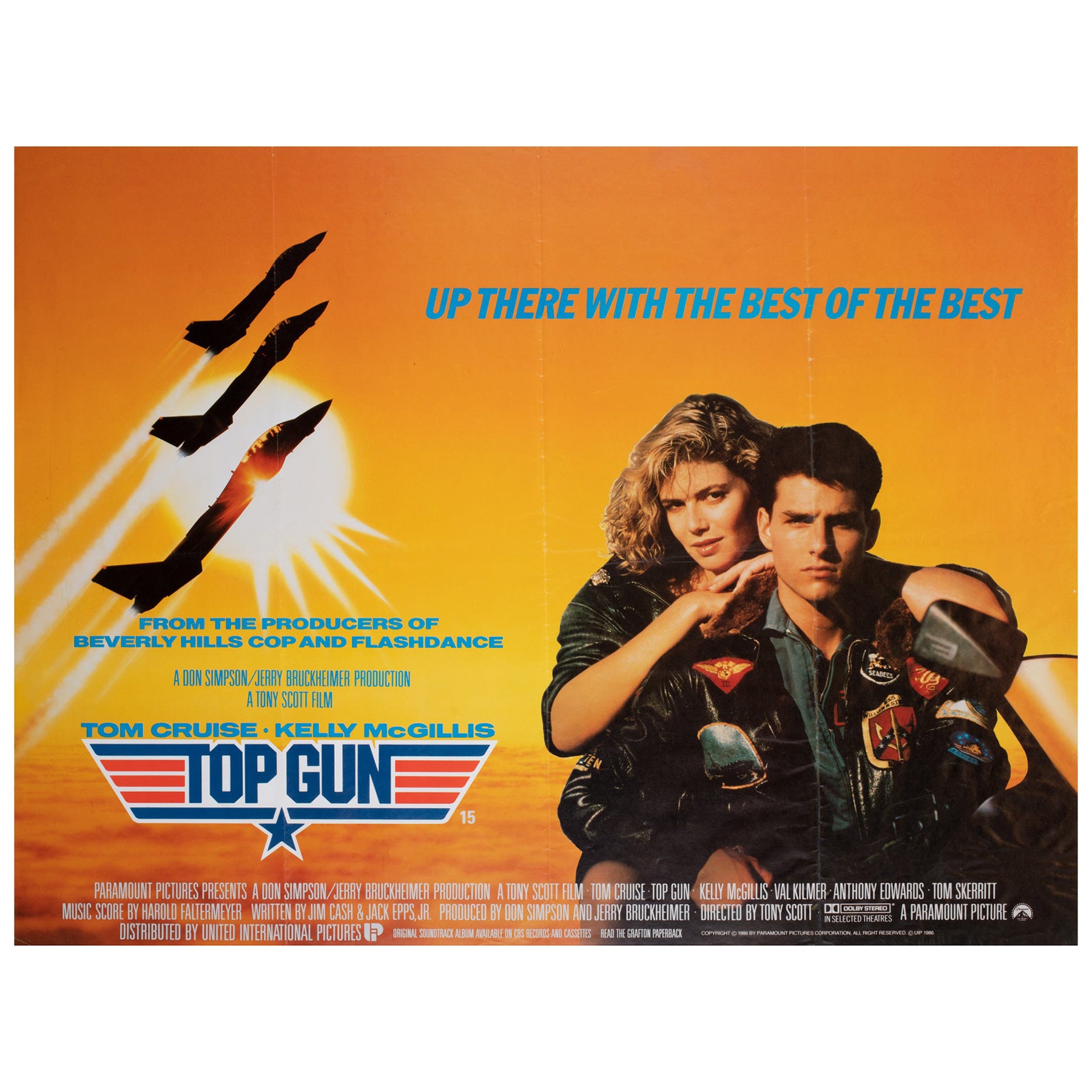 TOP GUN - Affiche de film anglaise, 1986, Quad en vente
