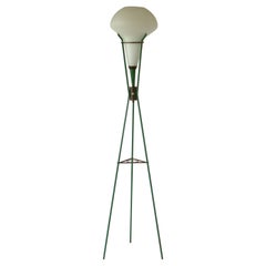 1950s by Stilnovo Italian Midcentury Design Glass Brass Green Floor Lamp