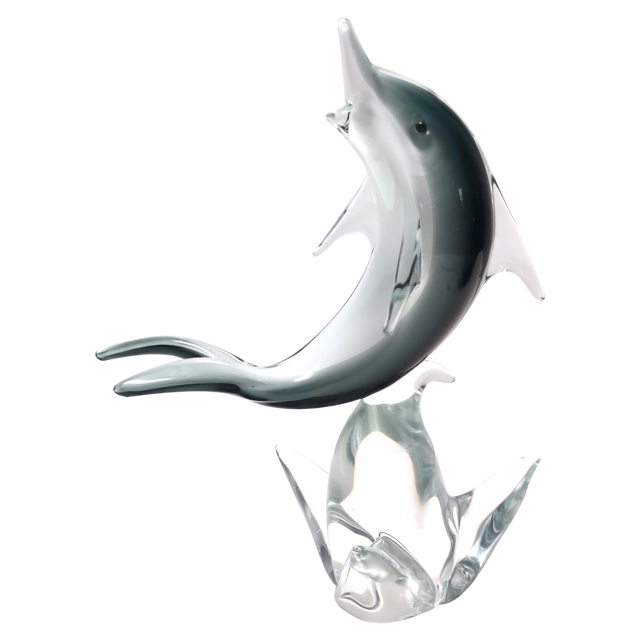 Postmodern Hand-Modeled Murano Glass Decorative Dolphin, Italy