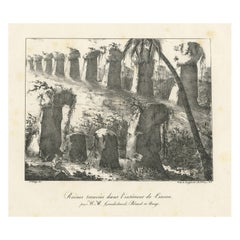 Antique Print of Ruins Found on Tinian, Mariana Islands