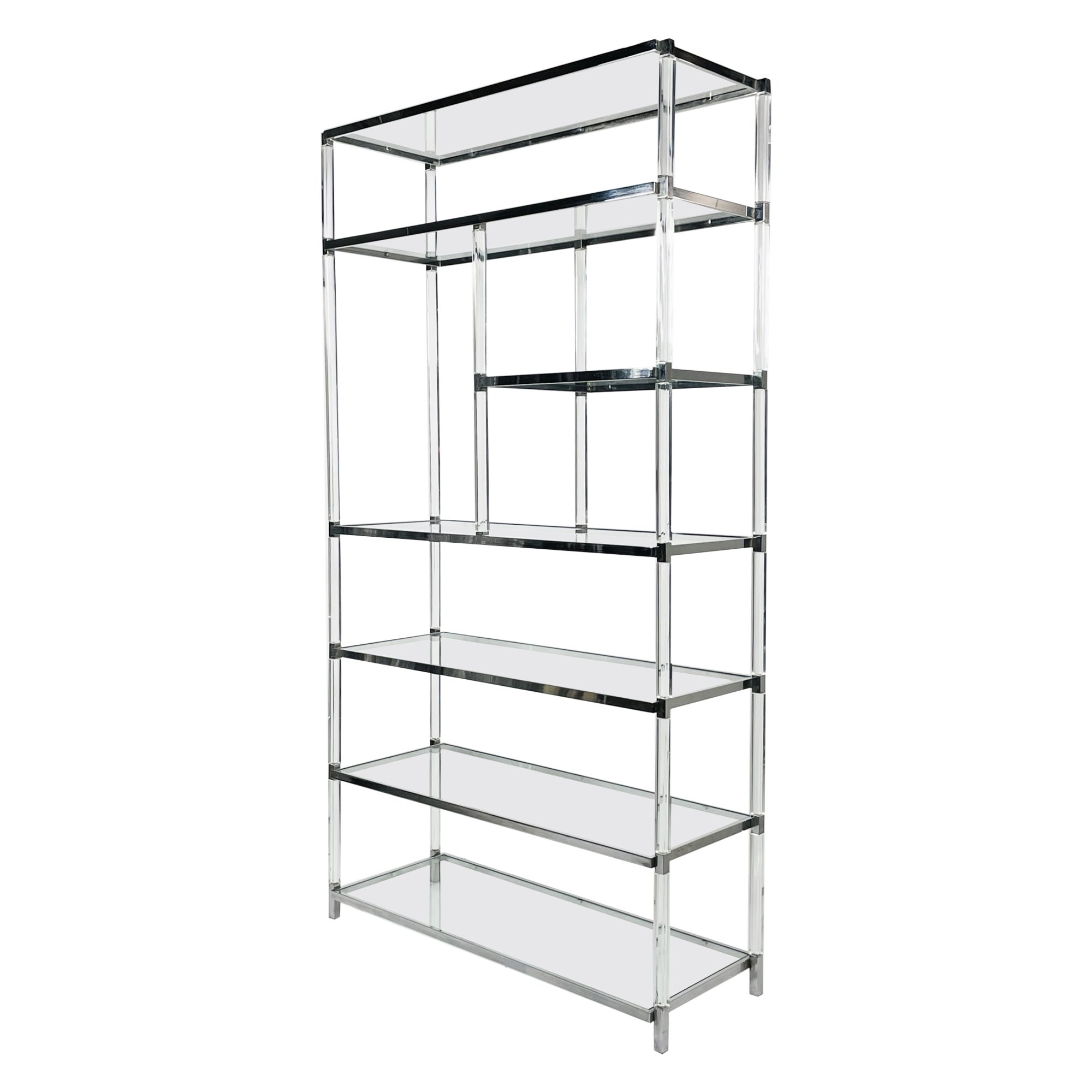 Lucite and Nickel Etagere by Charles Hollis Jones from the Metric Collection For Sale