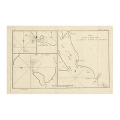 Antiker Druck mit Karten der Yorker Bucht und ihrer Umgebung