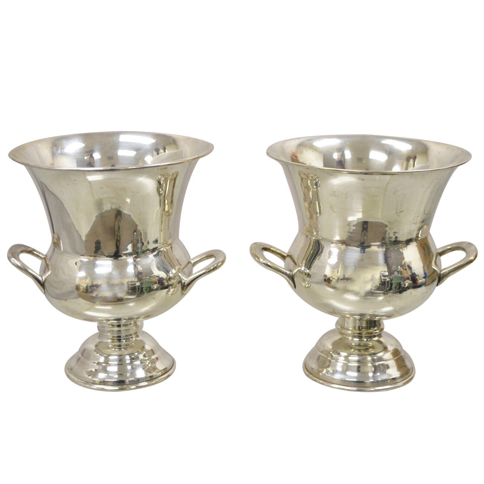Vintage Leonard Silver Plated Trophy Cup Ice Bucket Champagne Chiller, a Pair For Sale