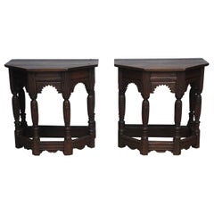Pair of English Oak Elizabethan Style Console / Side Tables, 19th Century