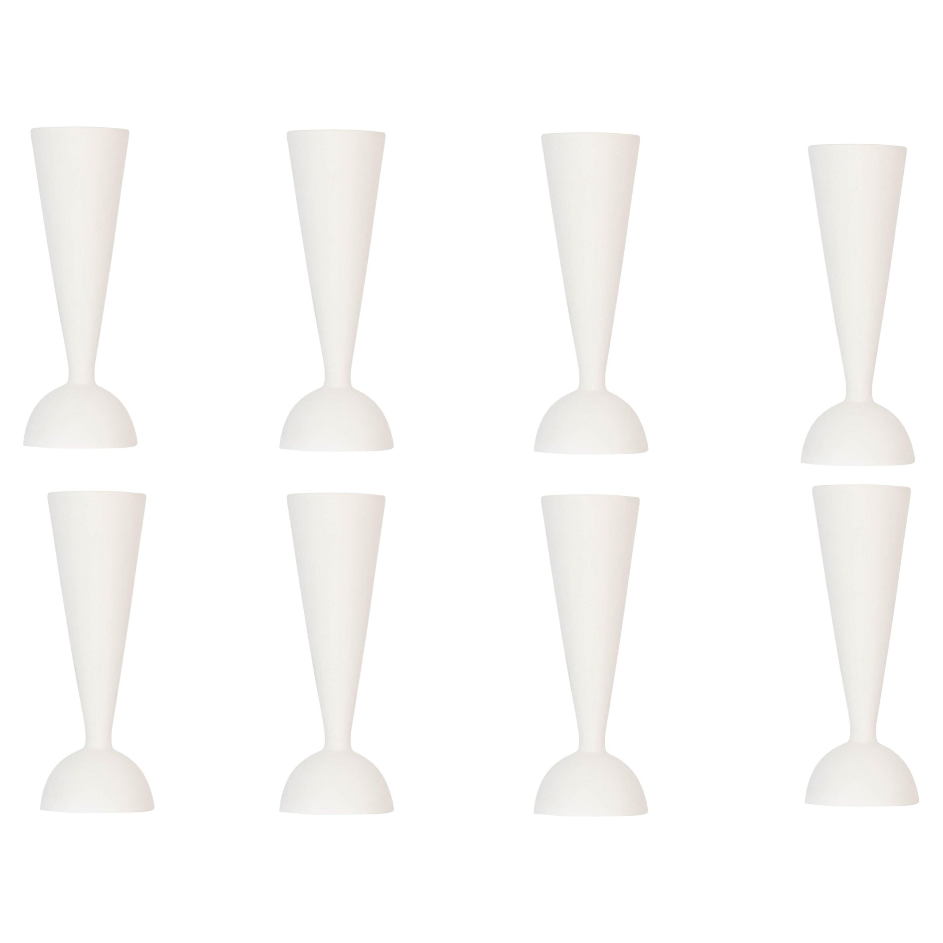 Set of 8 White Konos Matt Vases by Valeria Vasi