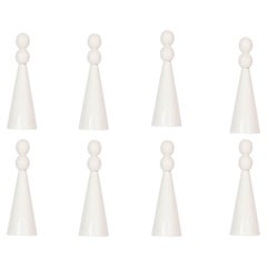 Set of 8 White Glossy Kaori Vases by Valeria Vasi