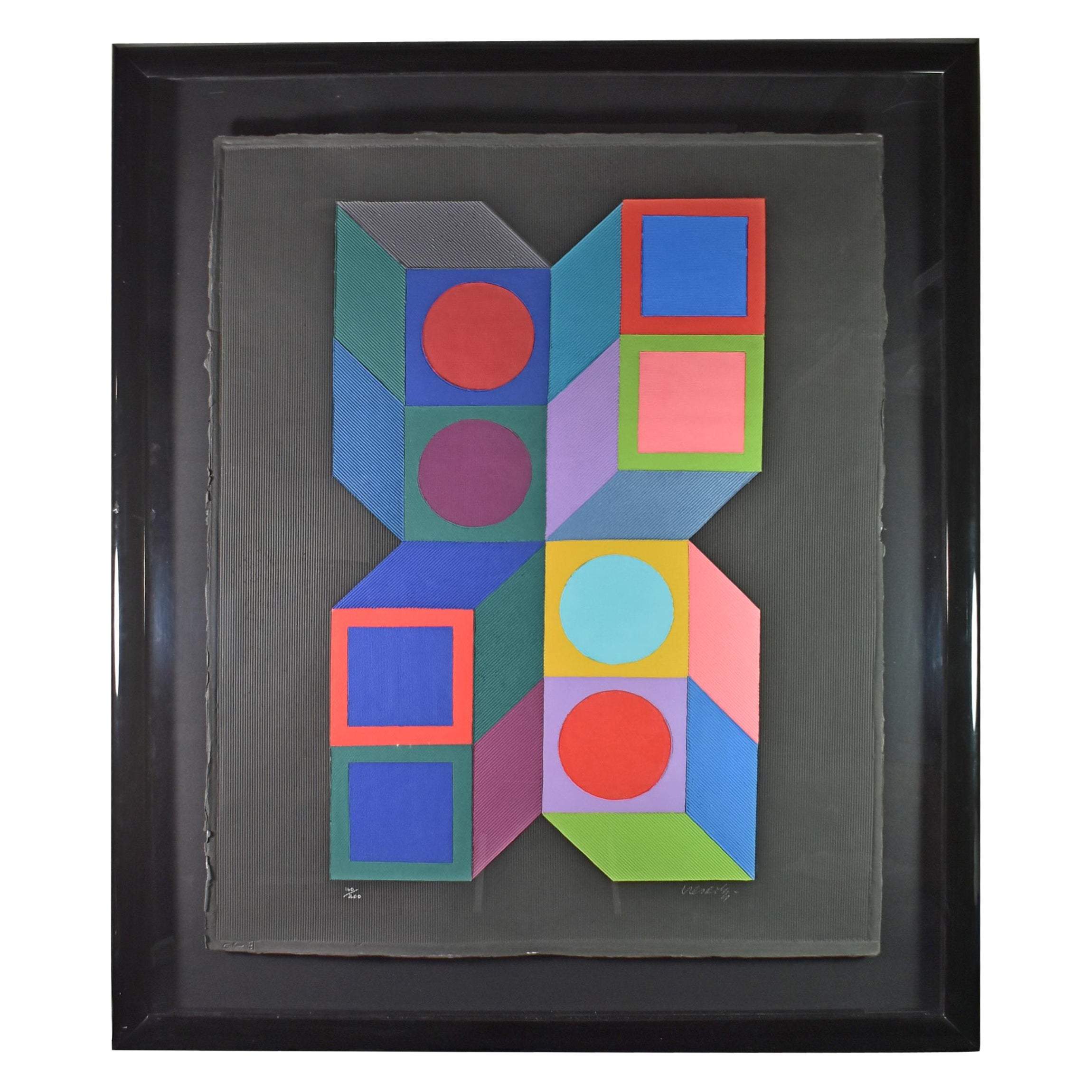 Victor Vasarely "Hexa 5" Serigraph 160/200, Sonora Collage Collection For Sale