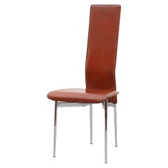 Single Brown Leather Tall Back 'S44' Chair by Vegni & Gualtierotti for Fasem