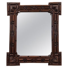 Wall Mirror, Frame, Tramp Art, Folk Art, 1880, Austria