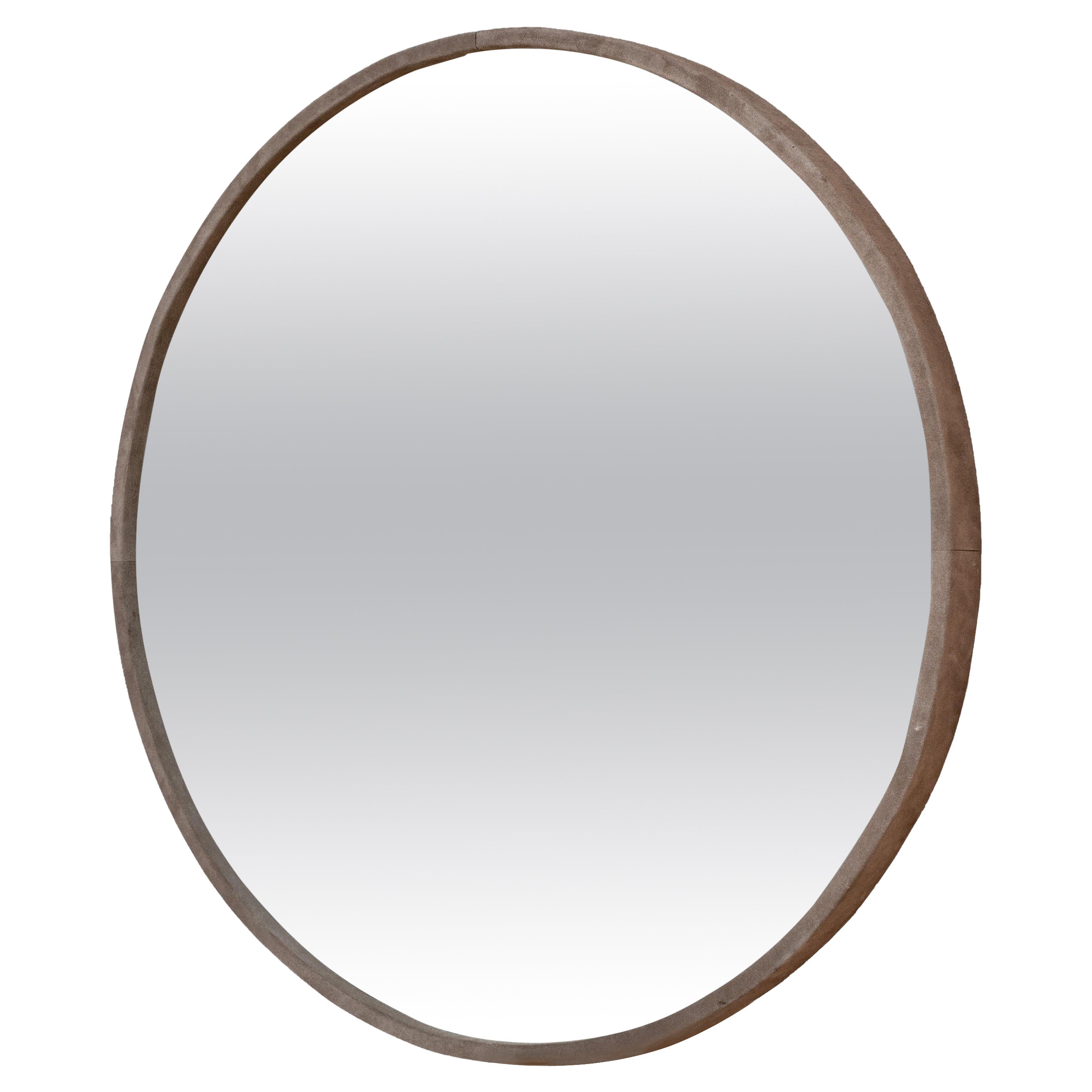 Grey Suede Mirror for the Line For Sale