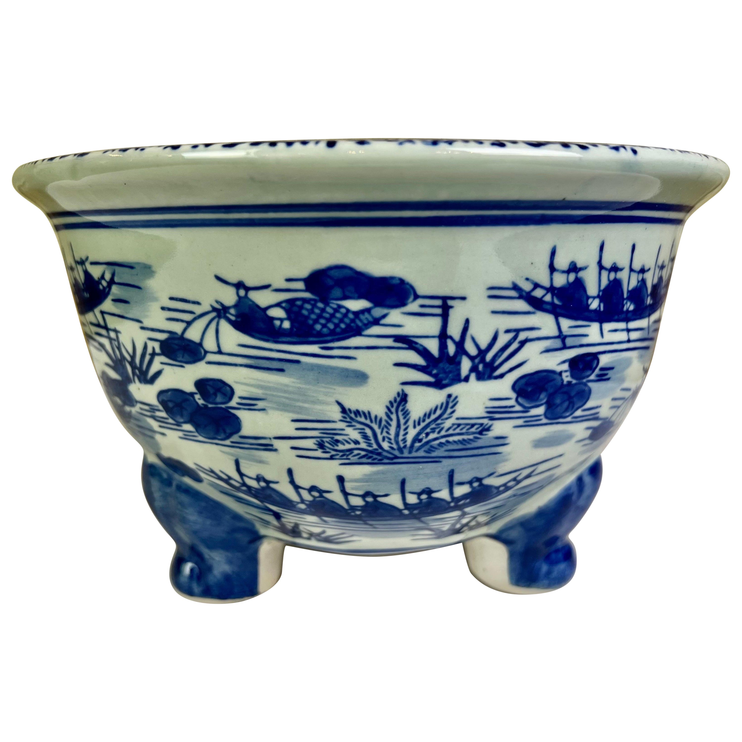 Blue & White Chinese Export Orchid Pot For Sale
