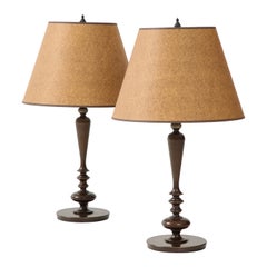 Pair of Danish Deco Patinated Bronze Table Lamps, circa 1930s